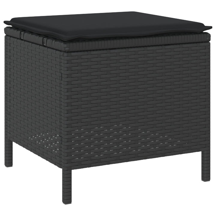 4 Delt Have Spisesæt med Puder Sort Poly Rattan Akacia