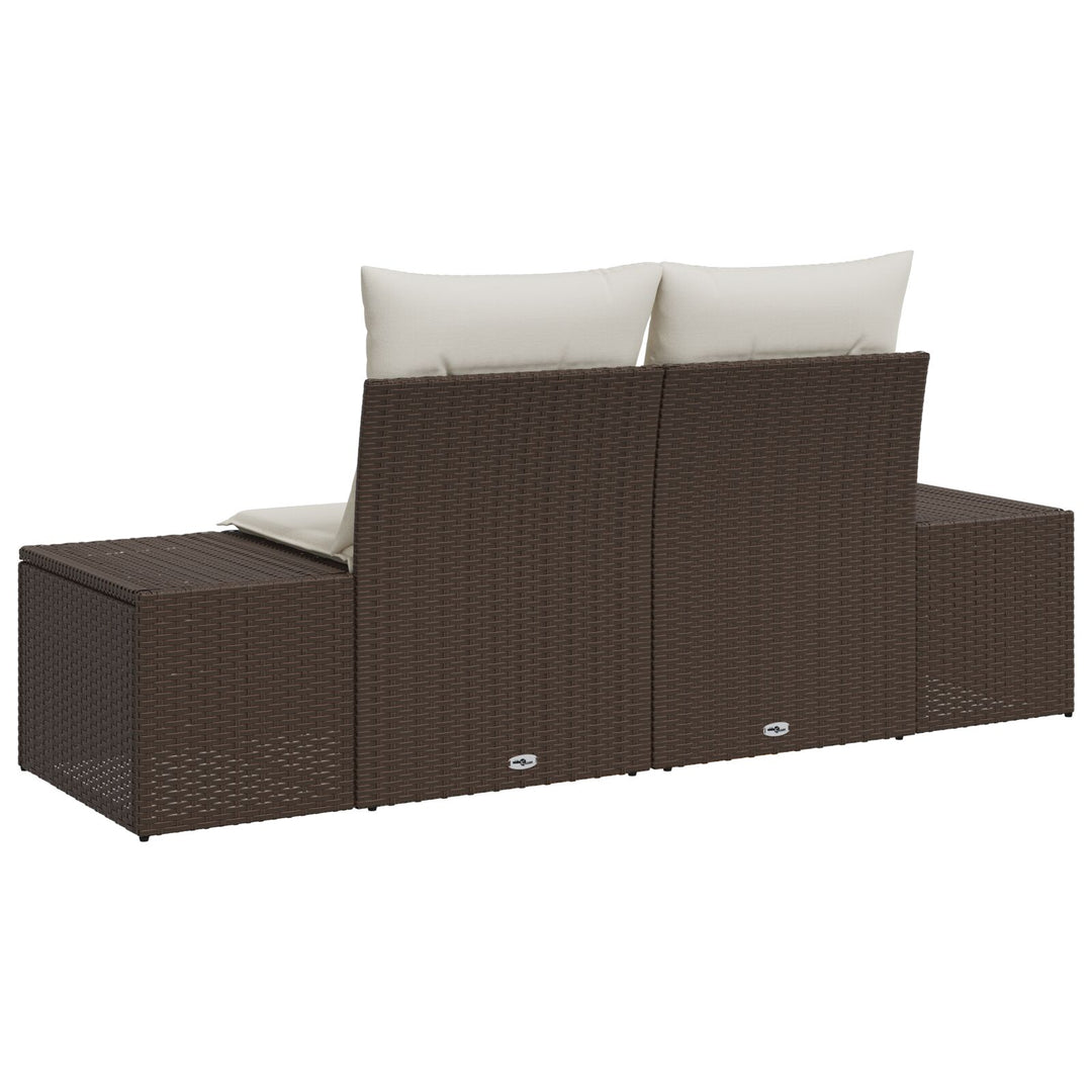 2-personers have sofa med opbevaring og puder Brun Poly Rattan
