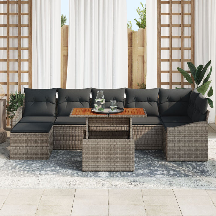 s 8-delte have sofa sæt med puder i grå poly rattan