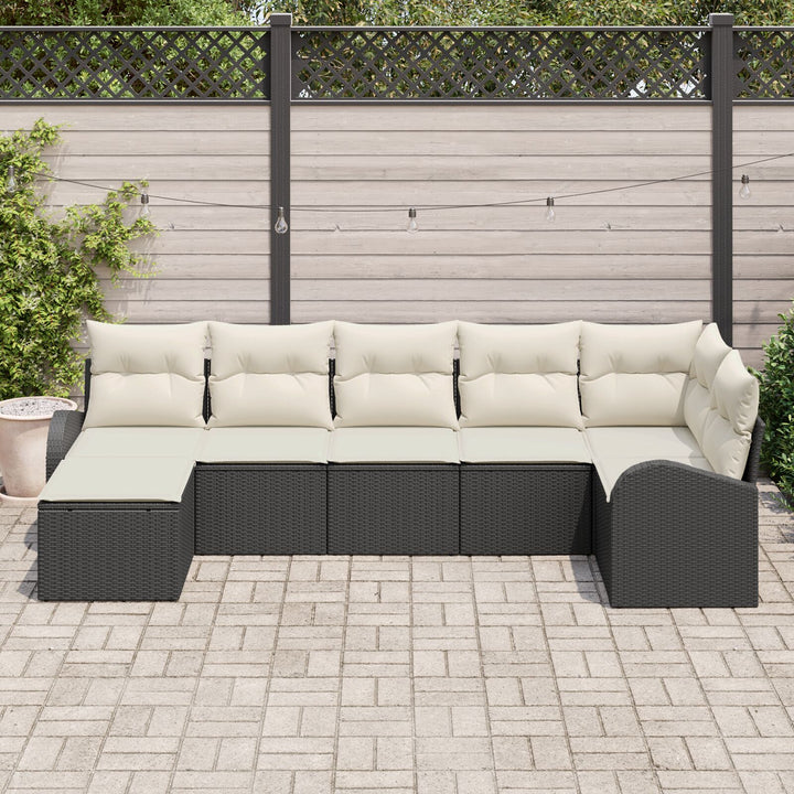 Have Sofa Sæt 7 Deles Sort og Beige Polyethylen Rattan