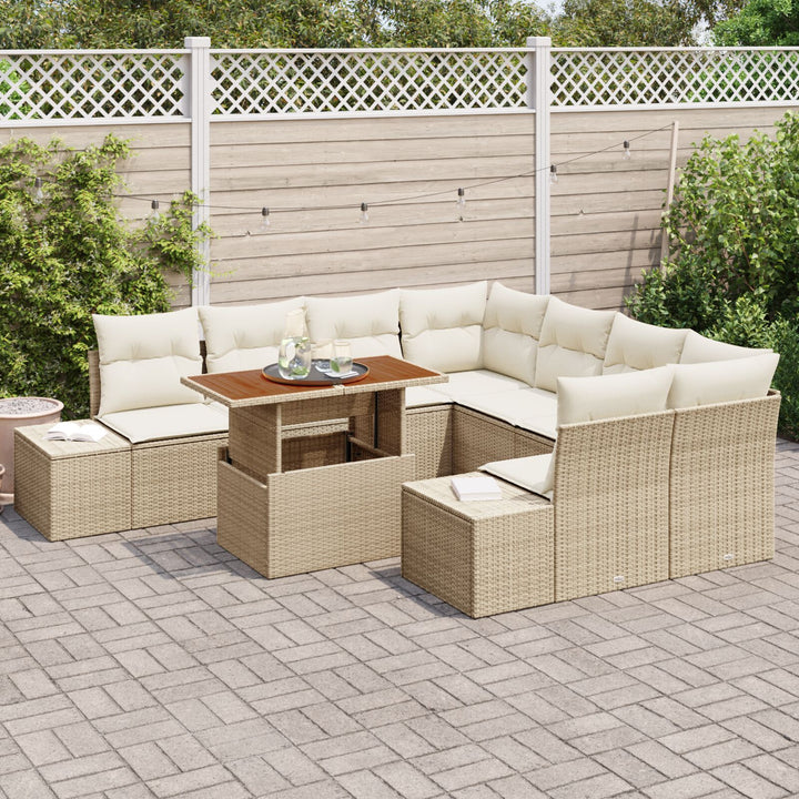 Have sofa sæt Sæt af 9 Beige Poly Rattan