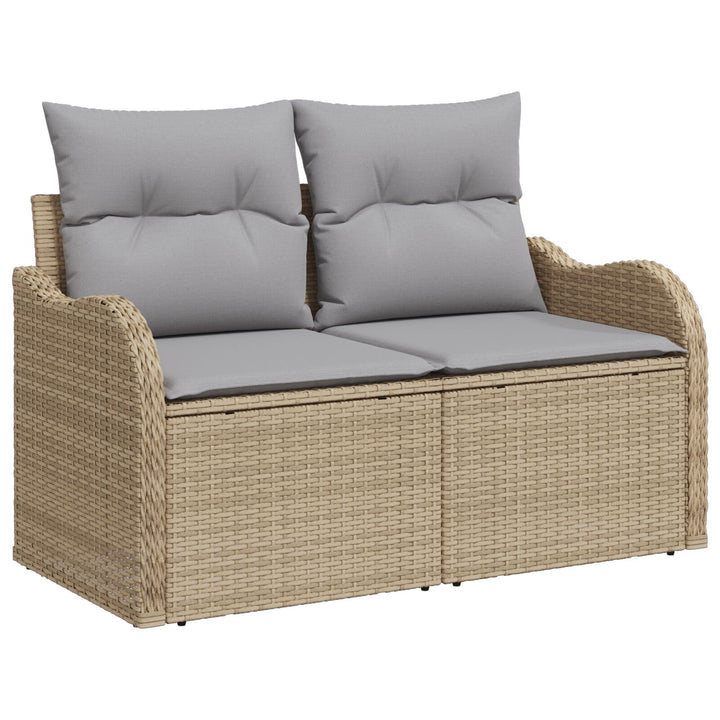 2-personers have sofa med opbevaring og puder beige poly rattan
