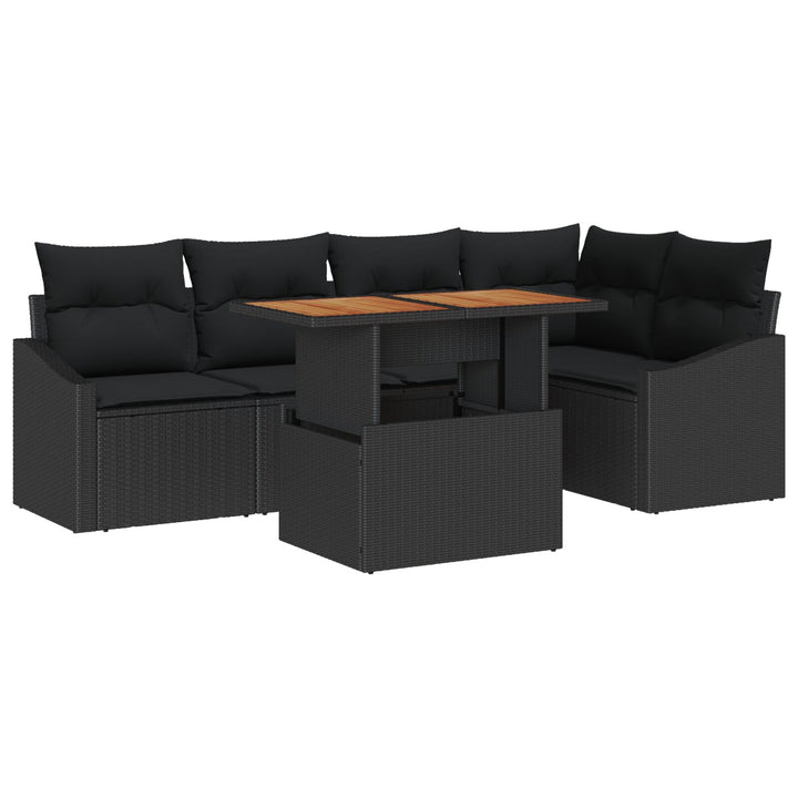 Have Sofa Sæt Sæt af 6 Sort Poly Rattan, Glas Have Hjørnesofa