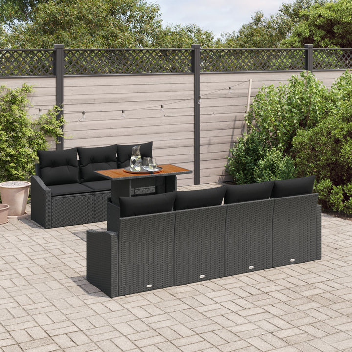 Have Sofa Sæt Sæt af 8 Sort Poly Rattan Have Spisestel