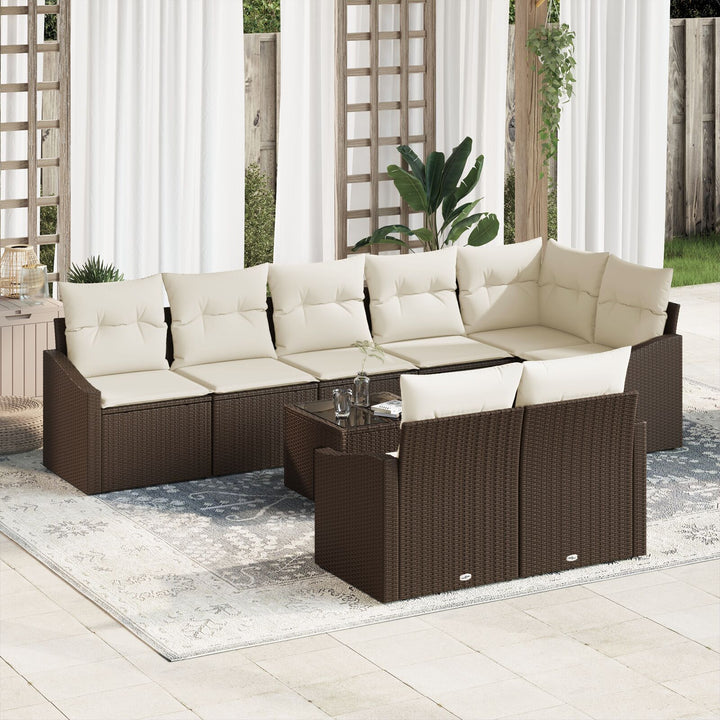 Have Sofa Sæt Sæt af 9 Beige, Brun Polyrattan, Polyester