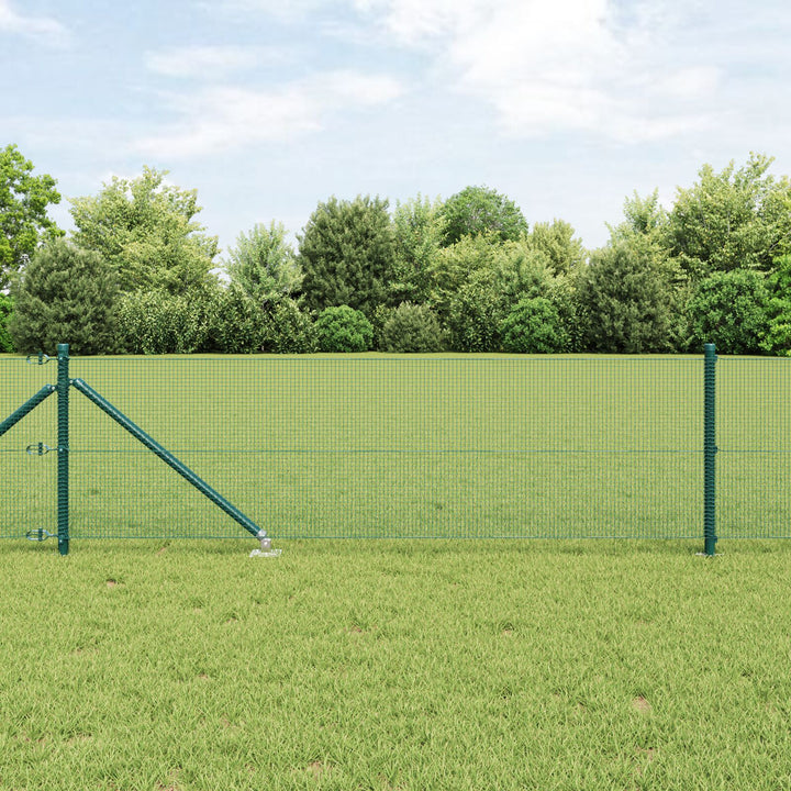 Welded Wire Fence med 13 Pæle Grøn 0.8x25 m Stål