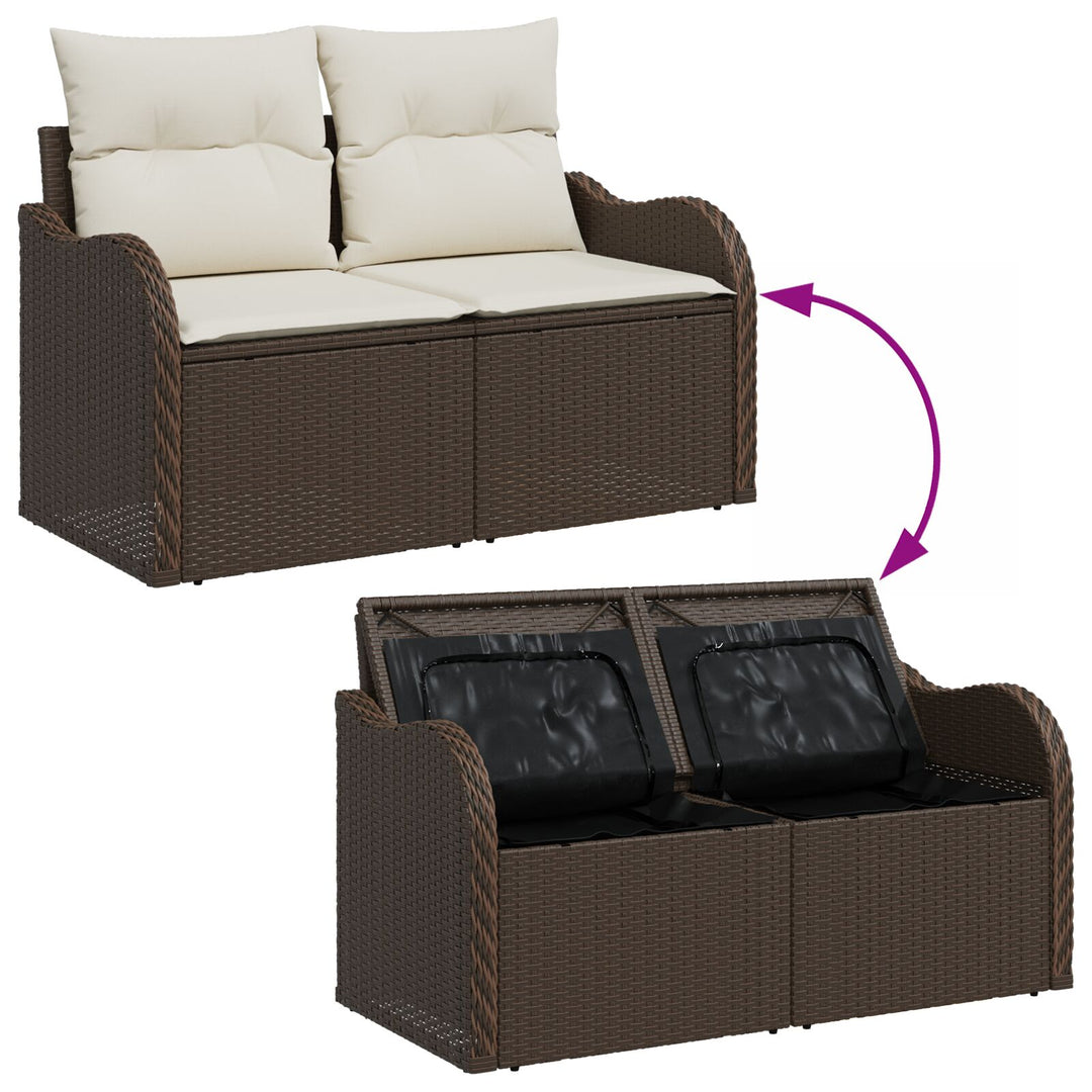 2-personers havensofa med opbevaring og puder Brun poly rattan