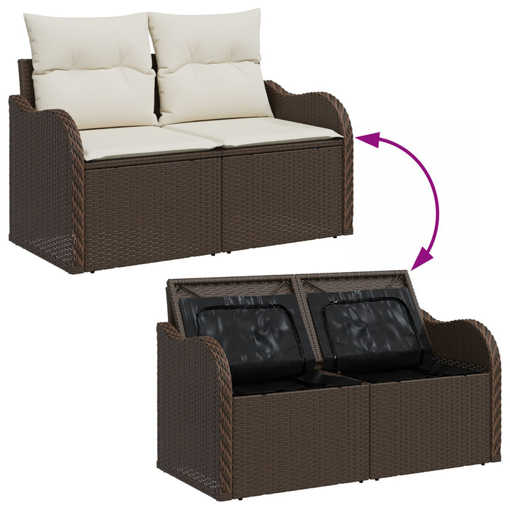 2-personers havensofa med opbevaring og puder Brun poly rattan