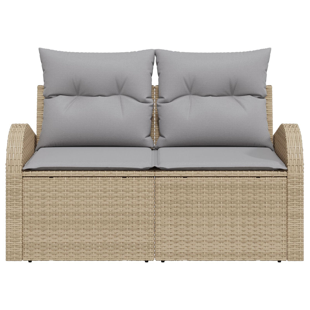 2-personers Have Sofa med Hynder Beige Poly Rattan