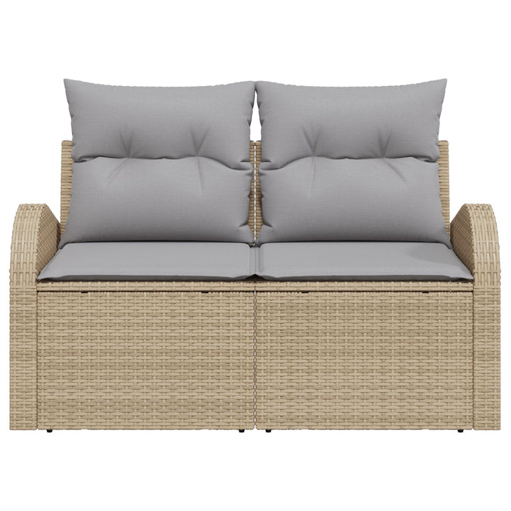2-personers Have Sofa med Hynder Beige Poly Rattan