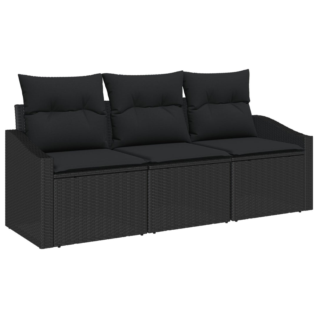 3 Stk Have Sofa Sæt med Puder Sort Poly Rattan