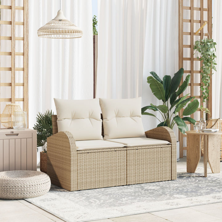 2-personers have sofa med opbevaring & puder beige poly rattan