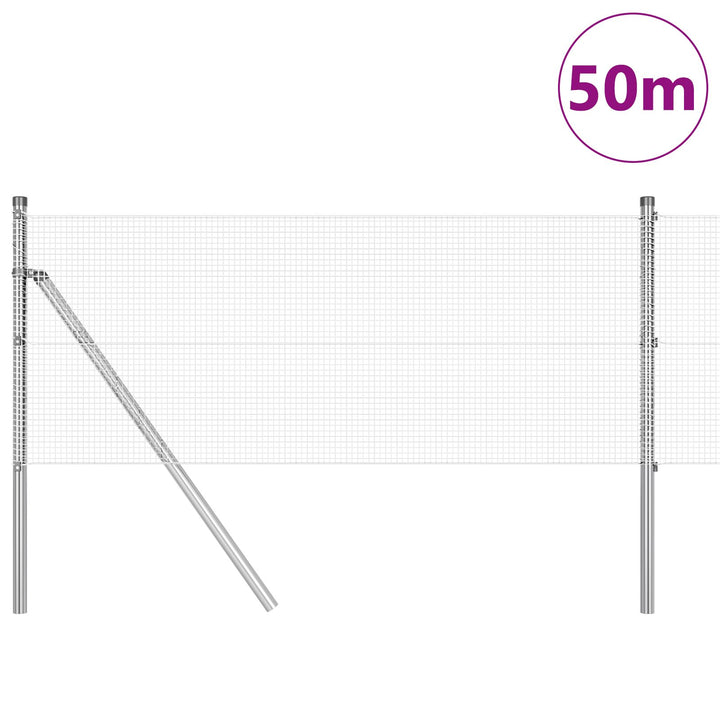 Weldet Trådhegn med 13 Stolper 0.8x50 m Galvaniseret Stål