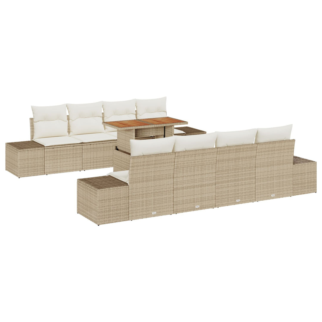 Have Sofa Sæt Sæt af 7 Beige og Creme Rattan og Polyester