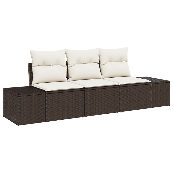 3 Stykke Have Sofa Sæt med Puder Brun Poly Rattan