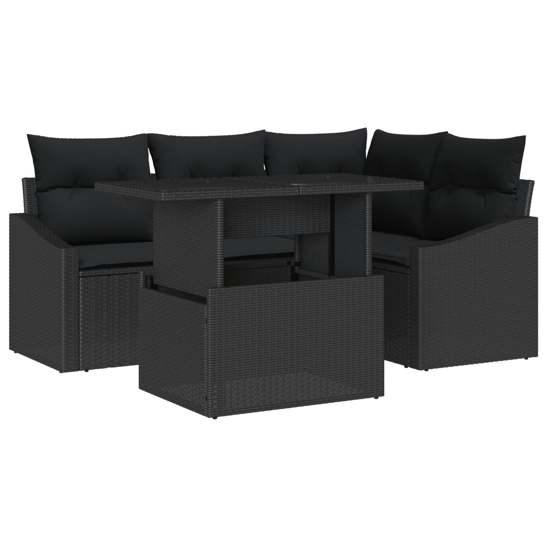 Have Sofa Sæt 5 Dele Sort Rattan Hjørnesofa Rektangulær