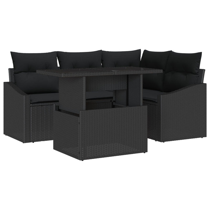Have Sofa Sæt 5 Dele Sort Rattan Hjørnesofa Rektangulær