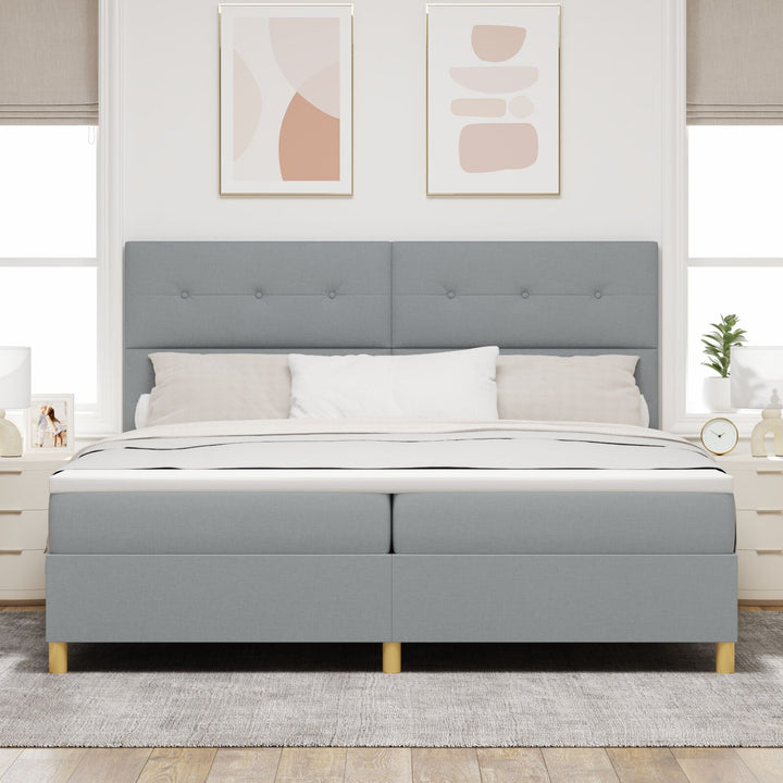 Sengestel med Madras Lysegrå Stof 200 x 200 cm Sengestel