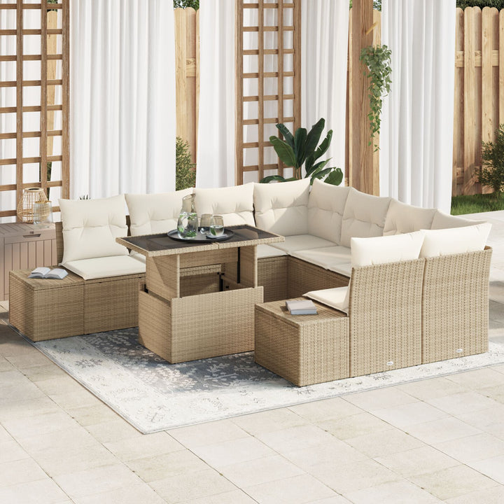 Have Sofa Sæt 9 Sæt Beige, Creme Rattan, Polyester Have Sofa