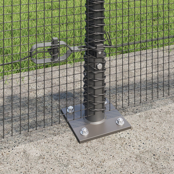 Svejsede Trådgærder med 13 Flanged Stolper Grå 0.6x25 m Stål