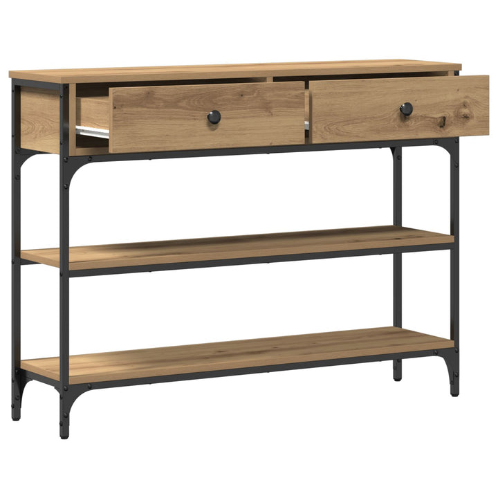 Konsolbord Artisan Egetræ 100x25x75 cm Konstrukteret Træ & Stål
