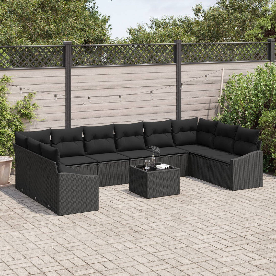 Have Sofa Sæt 11-delers Sort Rattan og stof Udendørs Sofa