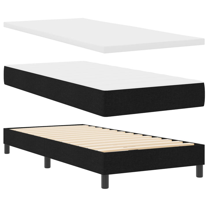 Sengestel med madras Sort og Hvid Stof 90 x 200 cm Sengemadras