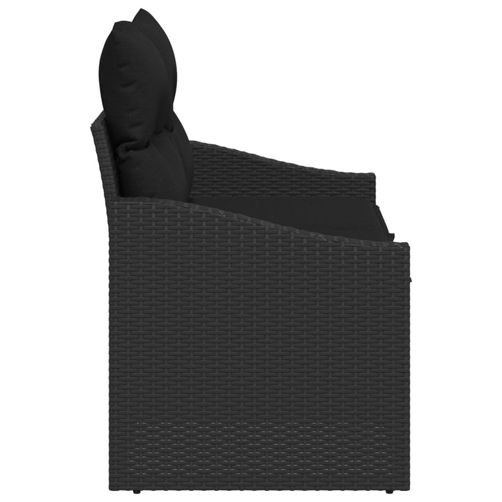 2-personers have-sofa med opbevaring og puder sort poly rattan
