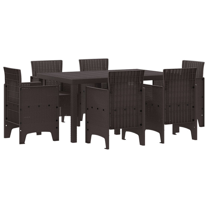 7 Deles Have Spisesæt Brun Poly Rattan