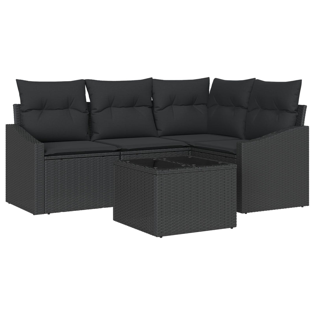 Havemøbel sæt Sæt af 5 Sort Rattan, polyester