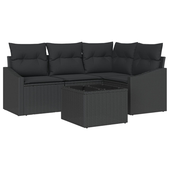 Havemøbel sæt Sæt af 5 Sort Rattan, polyester