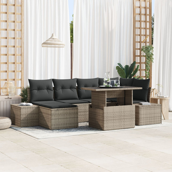 Have Sofa Sæt 7-delt Beige Rattan, Polyester Udendørs Sofa Sæt