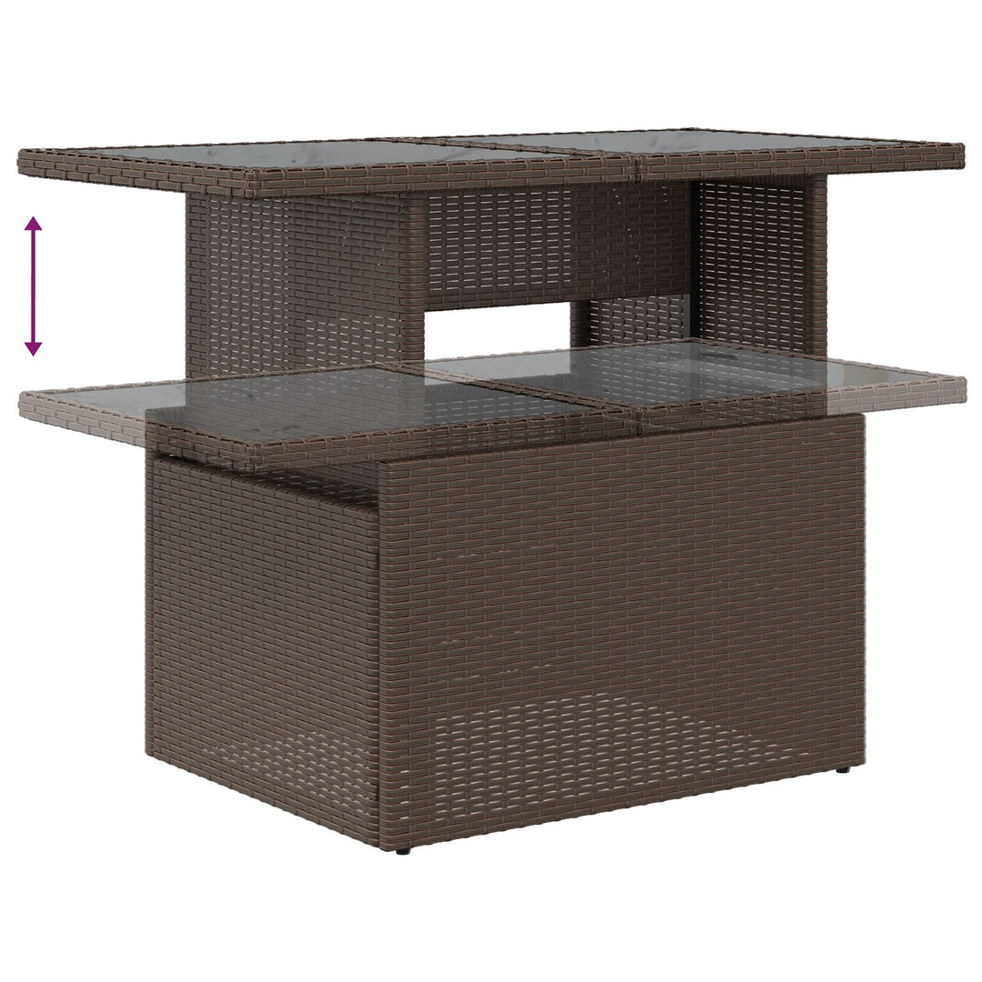 Havemøbel Sæt 10 Stykker Beige PE Rattan, Polyester, Stål