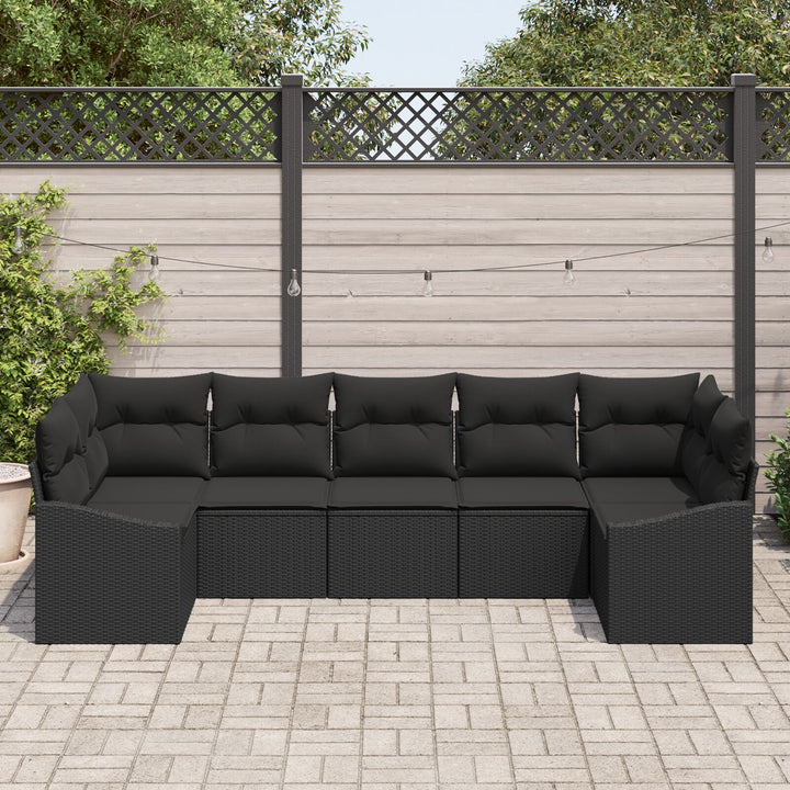 Have Sofa Sæt Sæt af 7 Sort Rattan og Polyester Have Loveseat