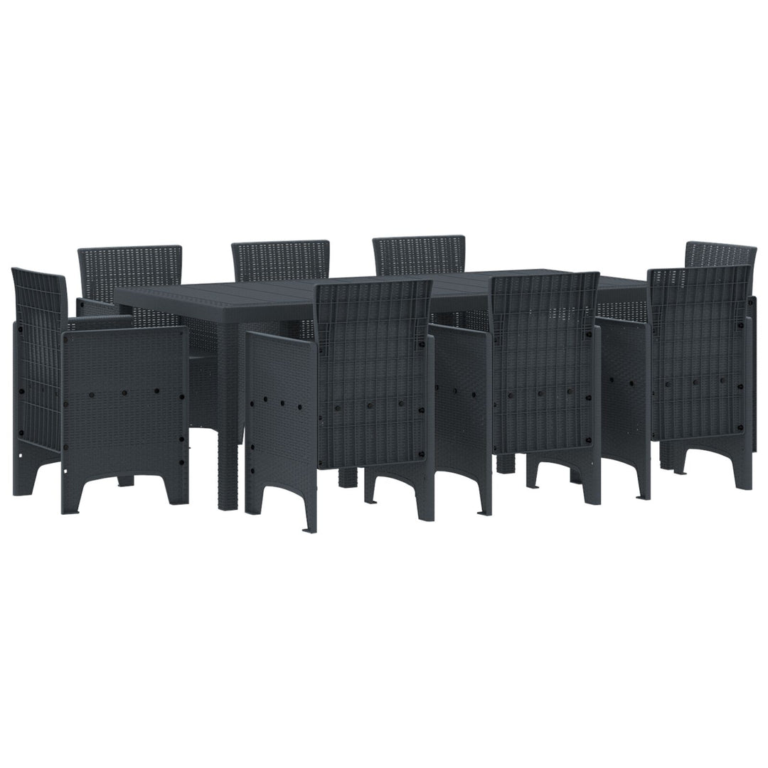 9 Dele Have Spisebord Sæt Antracit Poly Rattan