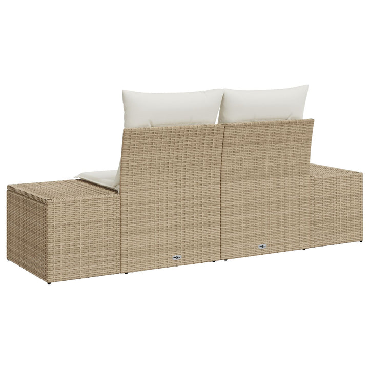2-personers Have Sofa med Puder Beige Poly Rattan