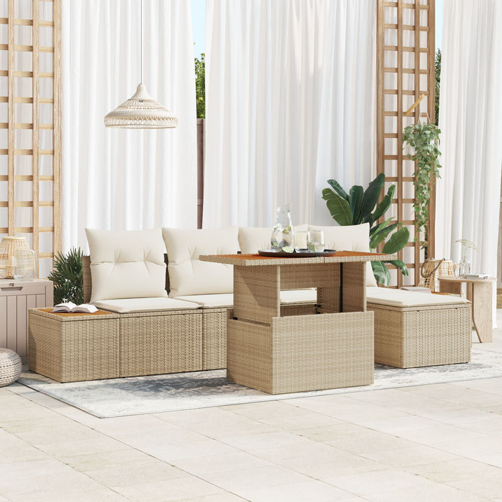 have sofa sæt Sæt med 6 Beige, Cream Poly Rattan, Polyester puder