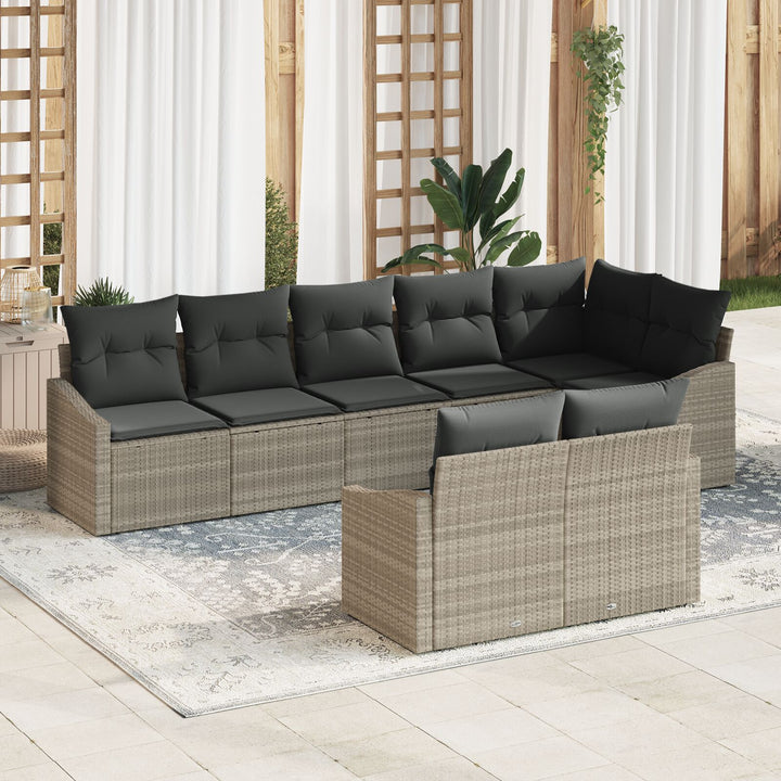 Have Sofa Sæt Sæt af 8 Grå Rattan Have Sofa Sæt Rektangulær