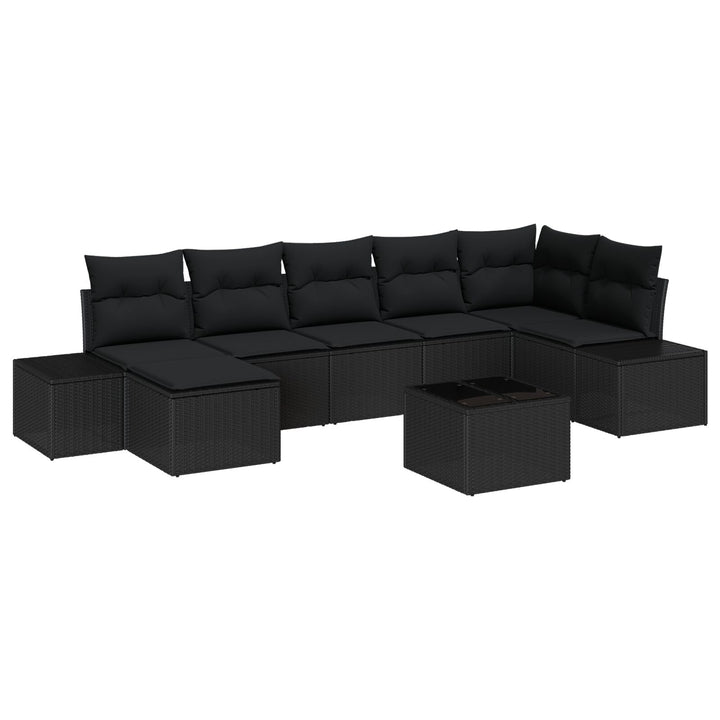 Have Sofa Sæt 8 dele Sort Rattan, Polyester, Stål