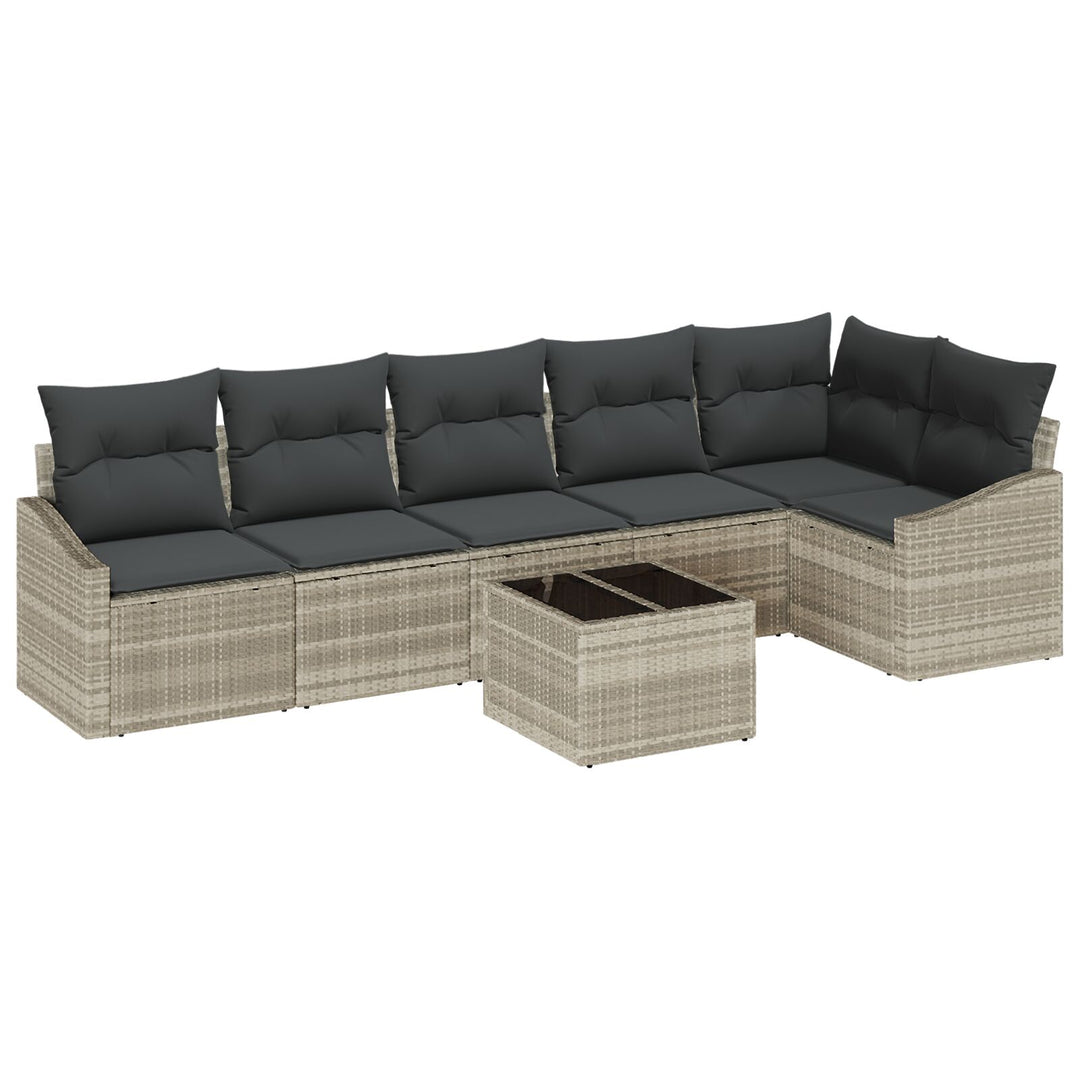 Havesofa sæt 7 dele Beige PE Rattan Udendørs modulsofa
