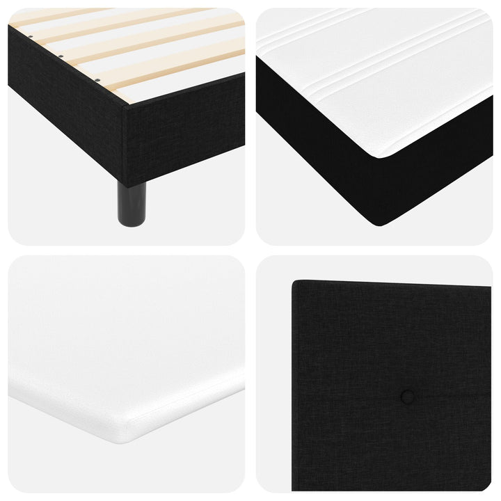 Sengestel med Madras Jet Black, Cool White Stof 100 x 200 cm