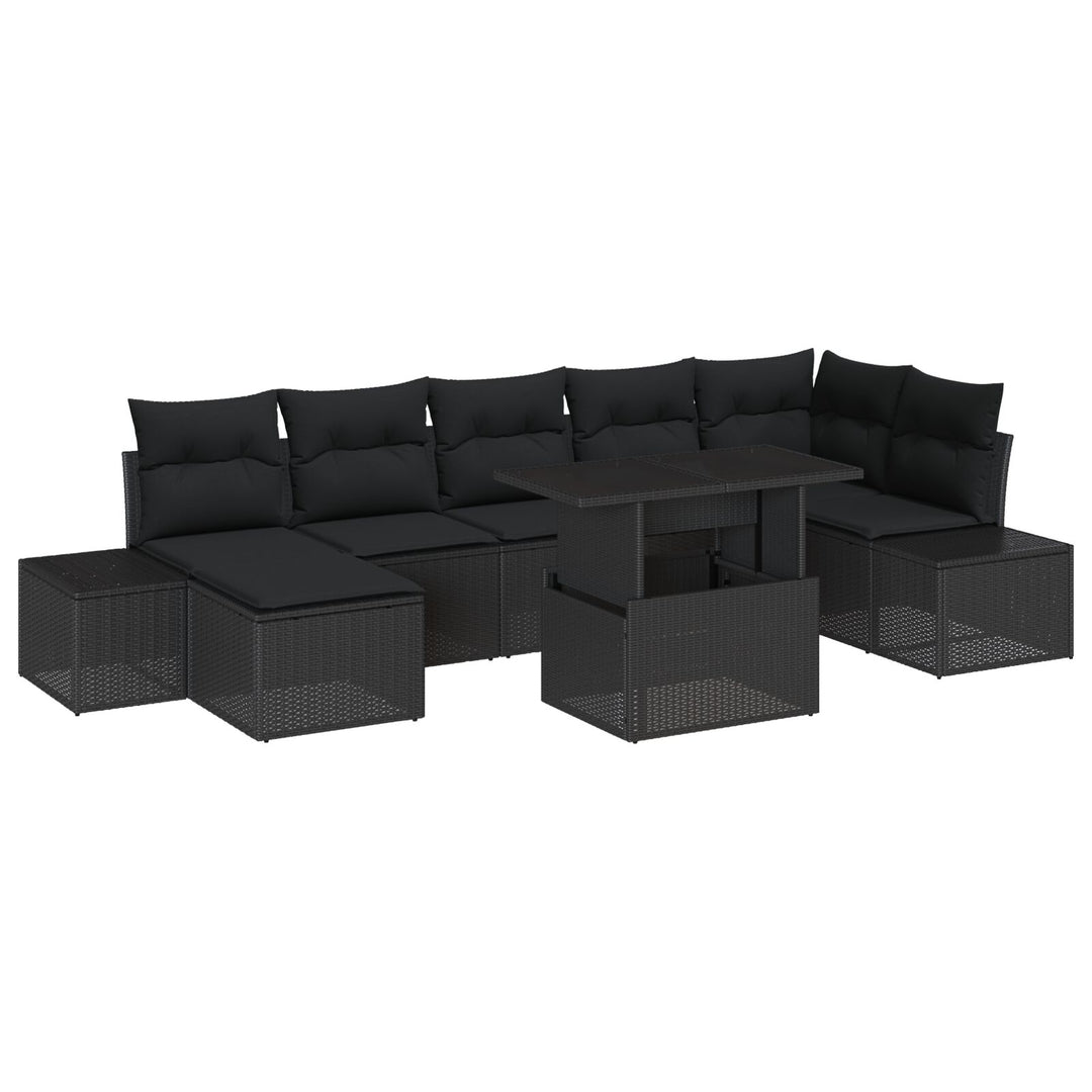 Have Sofa Sæt 8 dele Sort Rattan, polyester puder Have Sofa Sæt