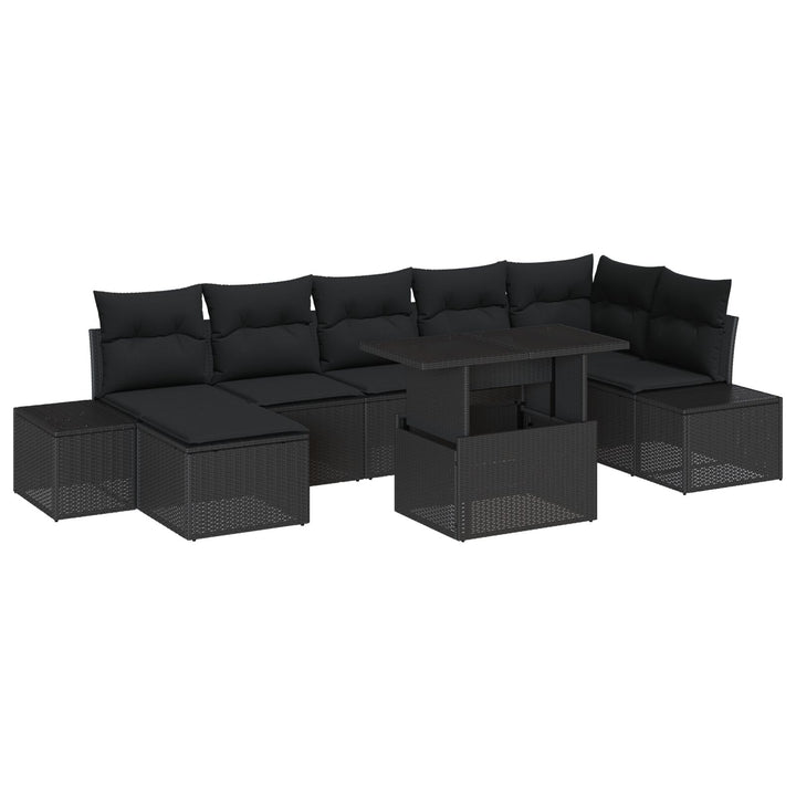 Have Sofa Sæt 8 dele Sort Rattan, polyester puder Have Sofa Sæt