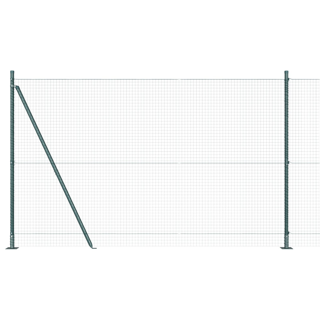Welded Wire Fence med 7 Flangede Stolper Grøn 1,6x10 m Stål
