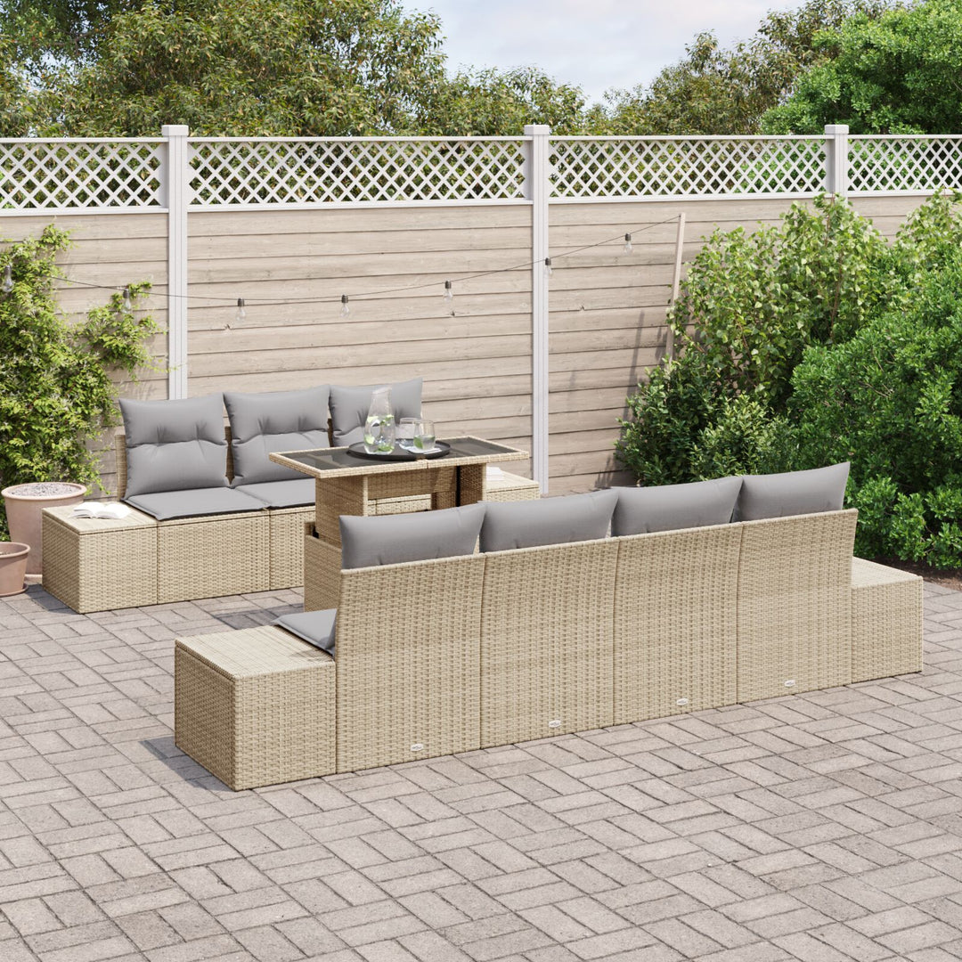 Havesofa sæt 8 delt Beige Rattan 8-delt havesofa sæt