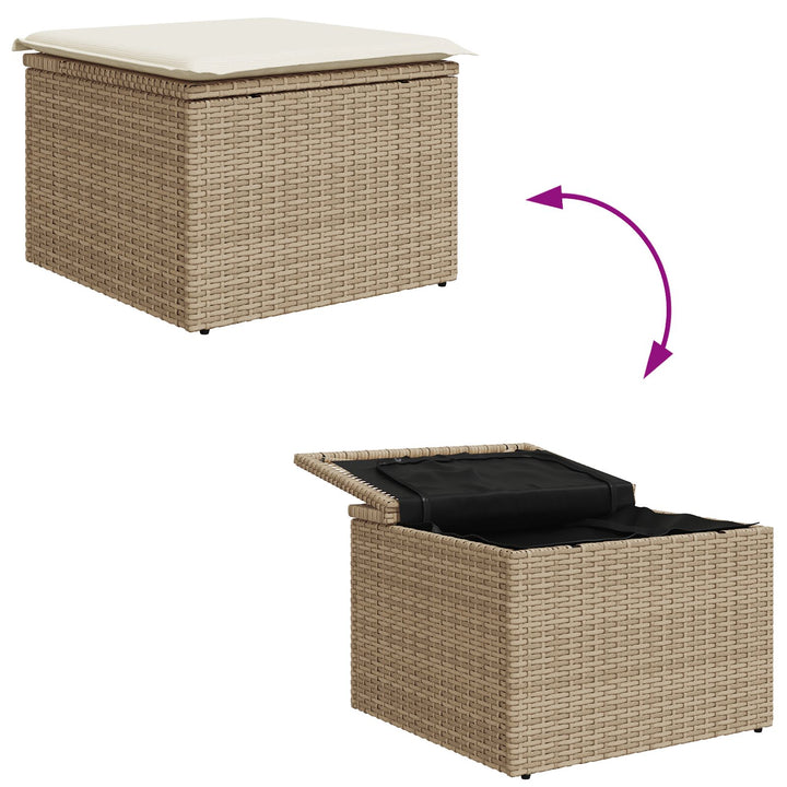 9-delt Havemøbler Sofa Sæt med Puder Beige Poly Rattan Akacie