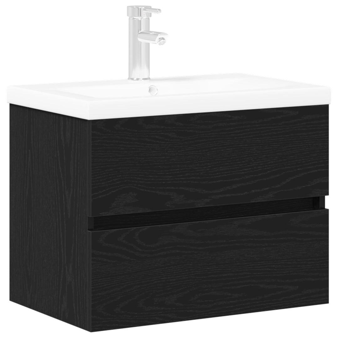 vaskeskab med indbygget bækken sort egetræ konstrueret træ, vidaXL vaskeskab sort egetræ 60x38,5x45 cm konstrueret træ