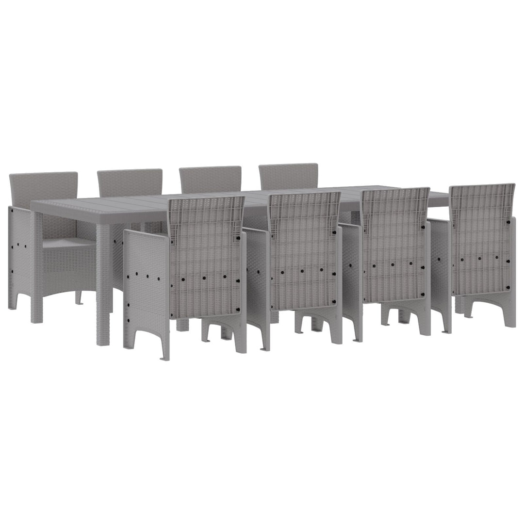 9 Dele Have Spisebord Hvid Poly Rattan
