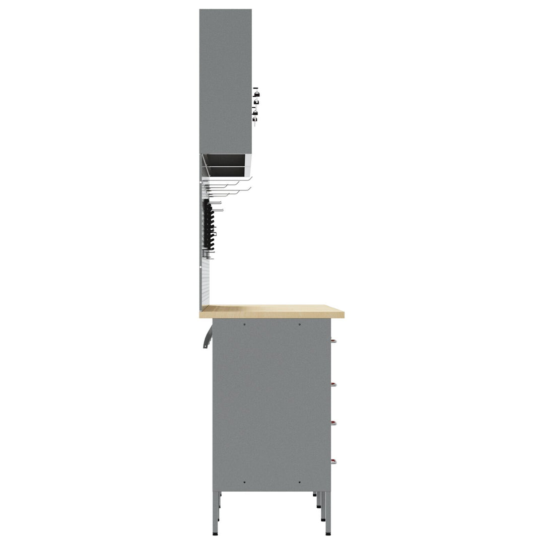 10 Styk Arbejds Skab og Pegboard Sæt Sort MDF og Metal