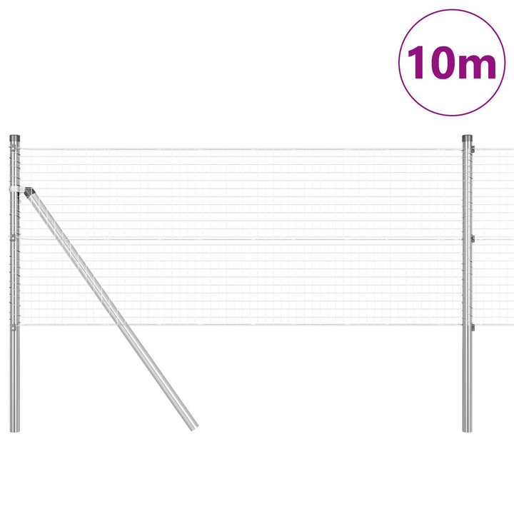 Svejsede Trådgitter med 7 Stolper 0.6x10 m Galvaniseret Stål